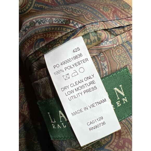 Vintage Lauren Ralph Lauren Sport Jacket Two Button Faux Suede Tan Mens Size 42S - Picture 10 of 12